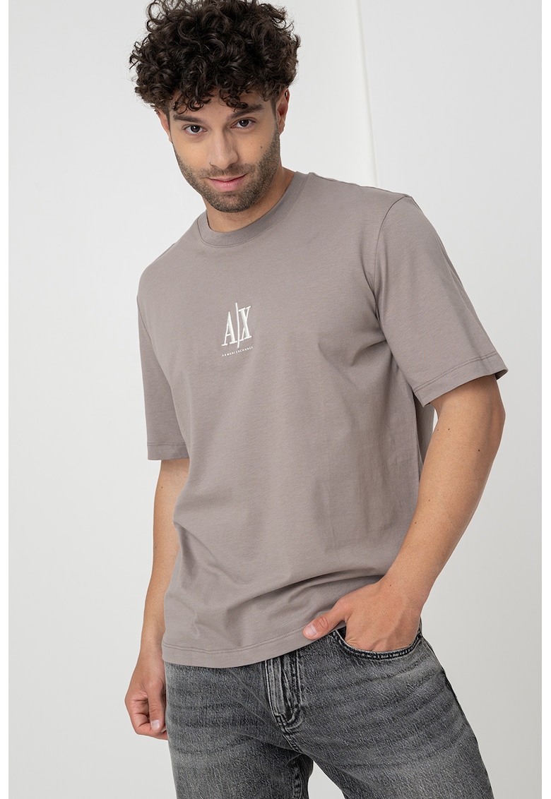 Тениска с лого - Светлокафяв ARMANI EXCHANGE