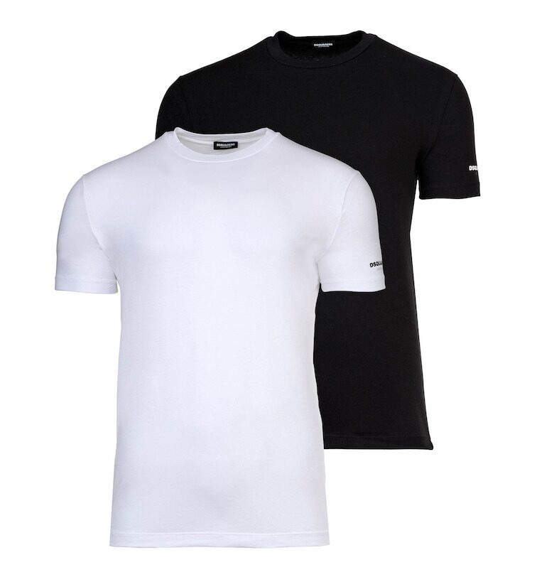 Тениска с овално деколте - 2 броя - Бял/Черен Dsquared2
