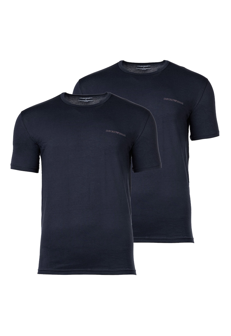 Тениска с овално деколте - 2 броя - Син Emporio Armani