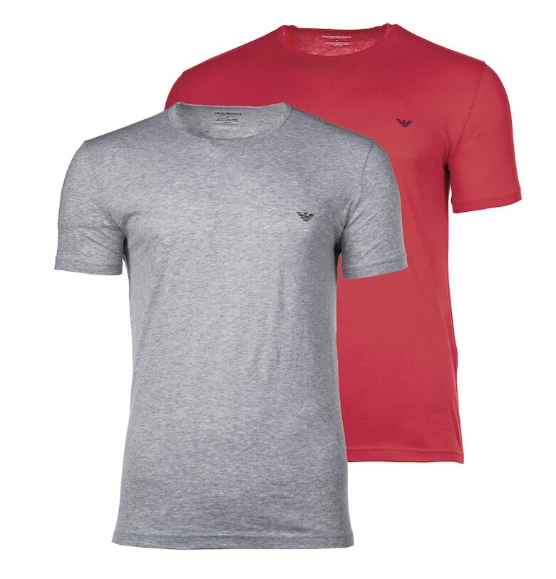 Тениска с овално деколте - 2 броя - Червен/Сив Emporio Armani