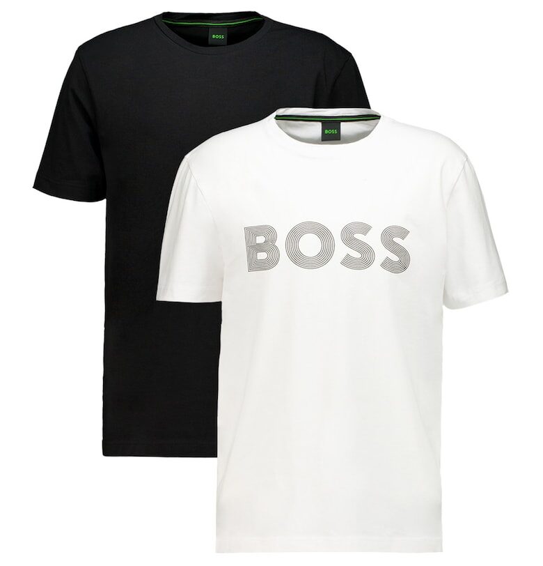 Тениска с овално деколте - 2 броя - Черен/Бял BOSS