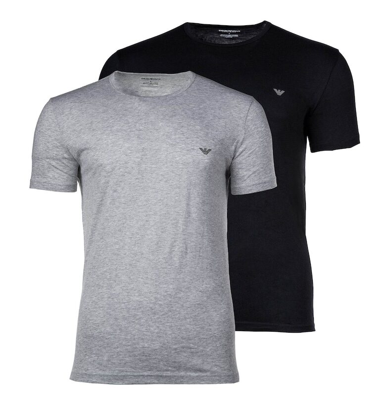 Тениска с овално деколте - 2 броя - Черен/Сив Emporio Armani