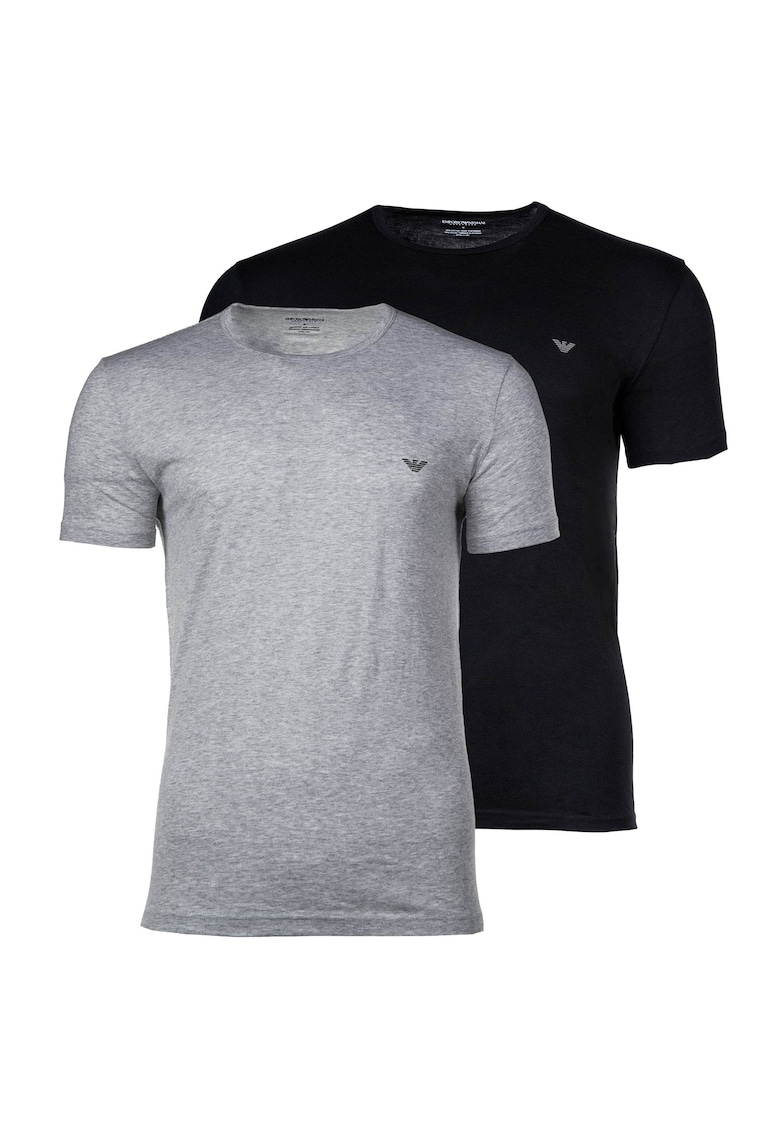 Тениска с овално деколте - 2 броя - Черен/Сив Emporio Armani