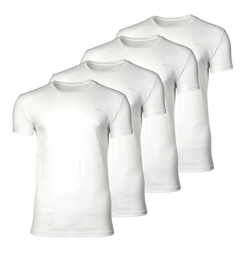 Тениска с овално деколте - 4 броя - Бял Gant