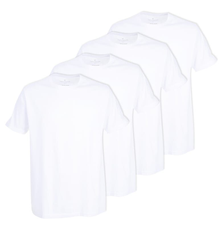 Тениска с овално деколте - 4 броя - Бял Tom Tailor