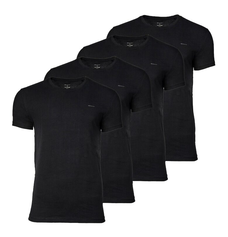 Тениска с овално деколте - 4 броя - Черен Gant