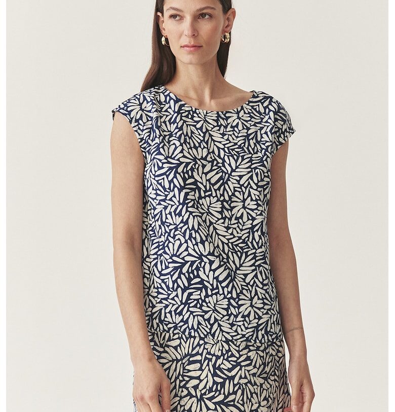 Тениска с овално деколте - Бял/Тъмносин Tatuum