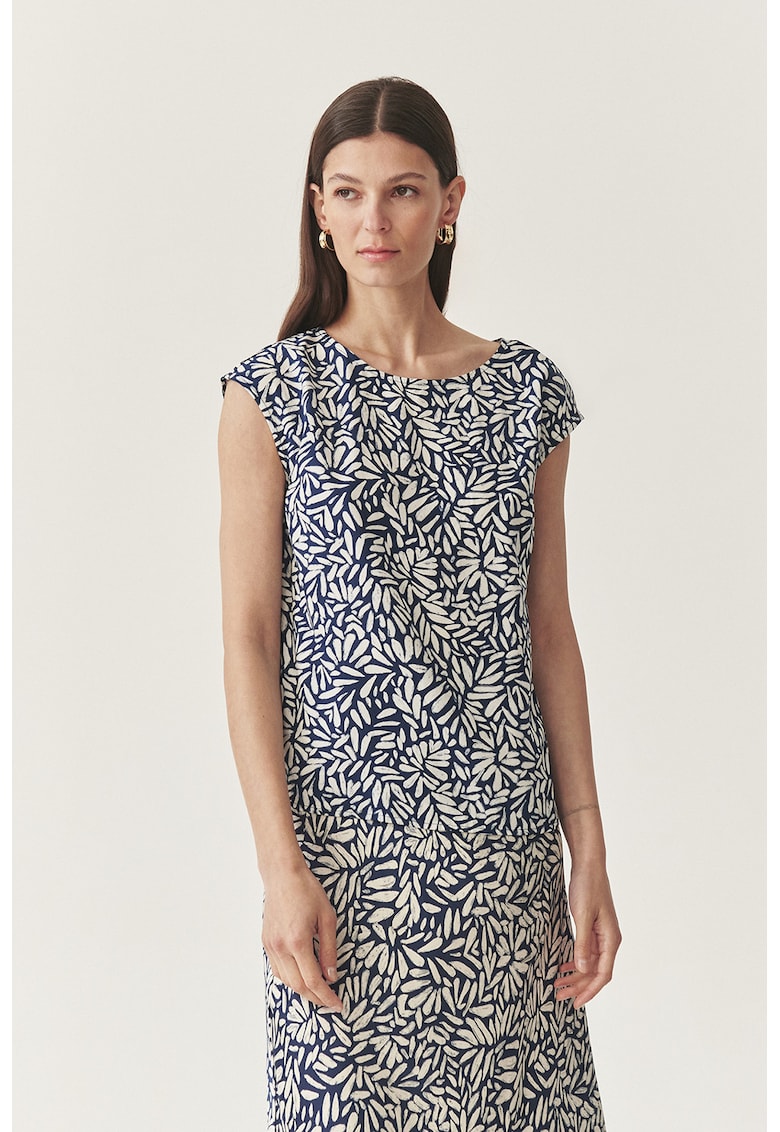 Тениска с овално деколте - Бял/Тъмносин Tatuum