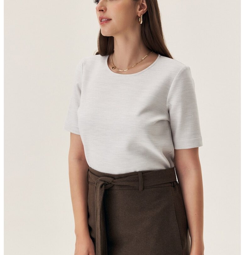 Тениска с овално деколте - Светлосив меланж EMAT