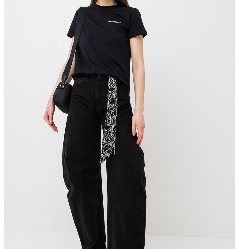 Тениска с овално деколте - Черен Karl Lagerfeld