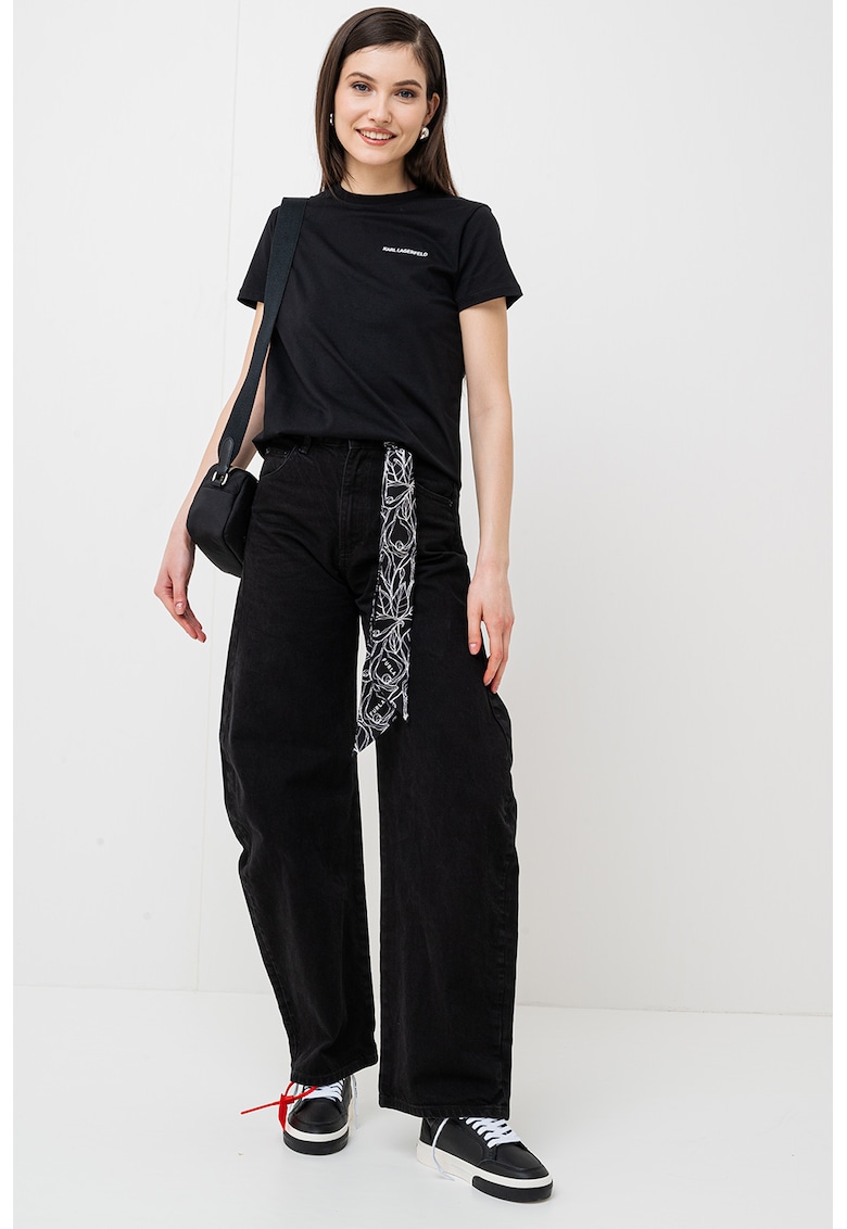 Тениска с овално деколте - Черен Karl Lagerfeld