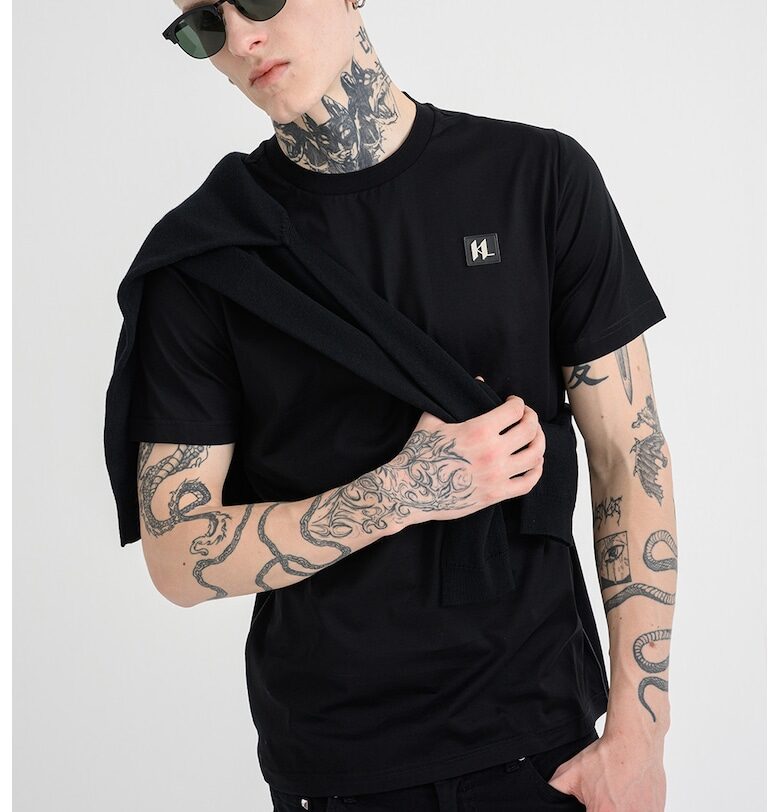 Тениска с овално деколте - Черен Karl Lagerfeld