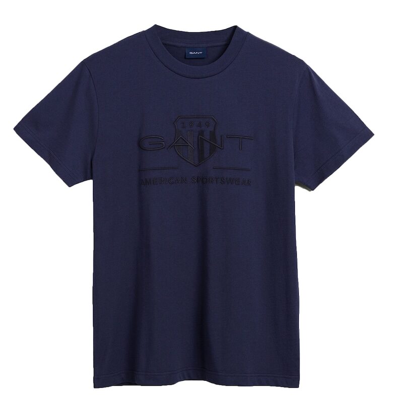 Тениска с овално деколте и бродирано лого Gant