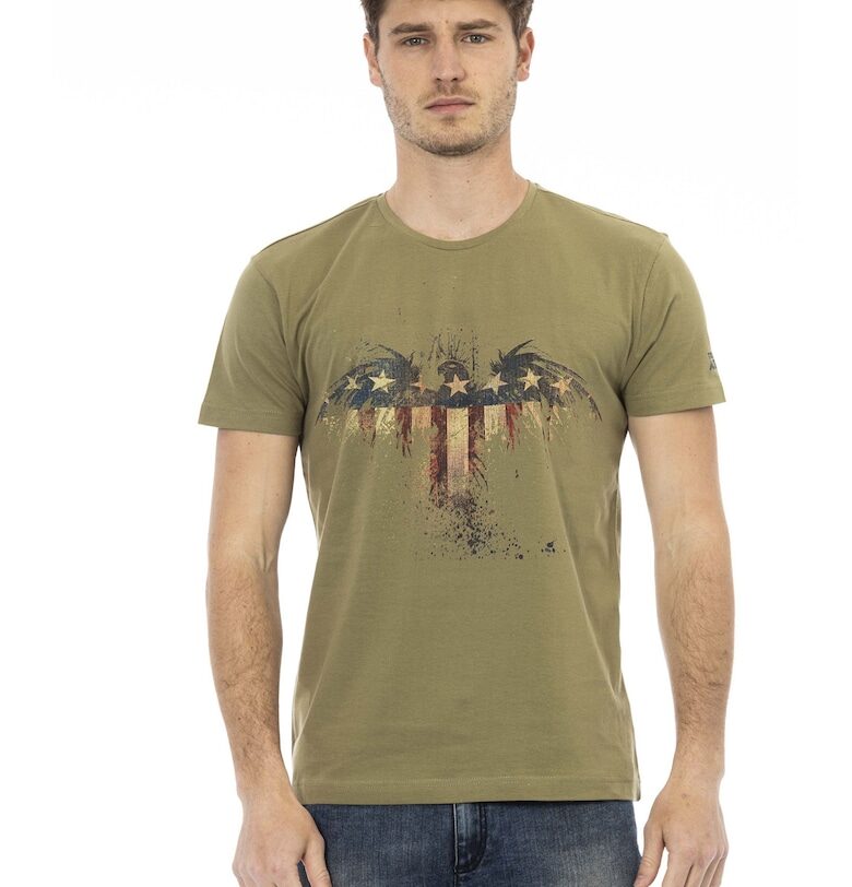 Тениска с овално деколте и графика - Зелен Trussardi