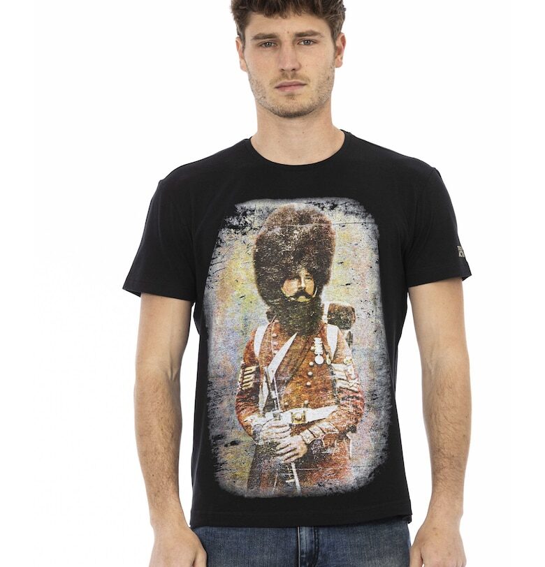 Тениска с овално деколте и графика - Черен Trussardi