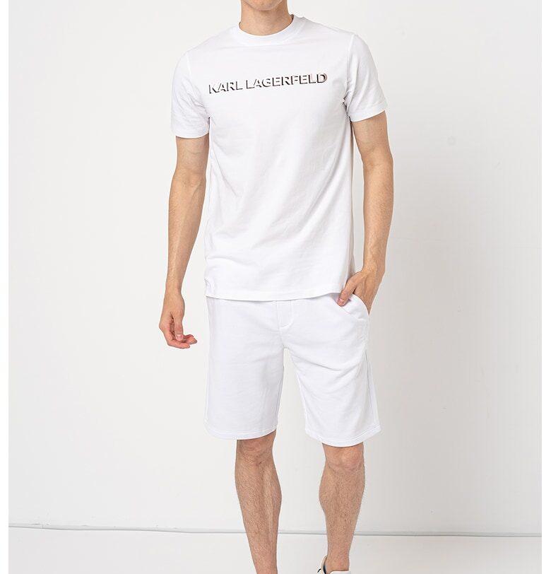 Тениска с овално деколте и лого - Бял/Сребрист Karl Lagerfeld