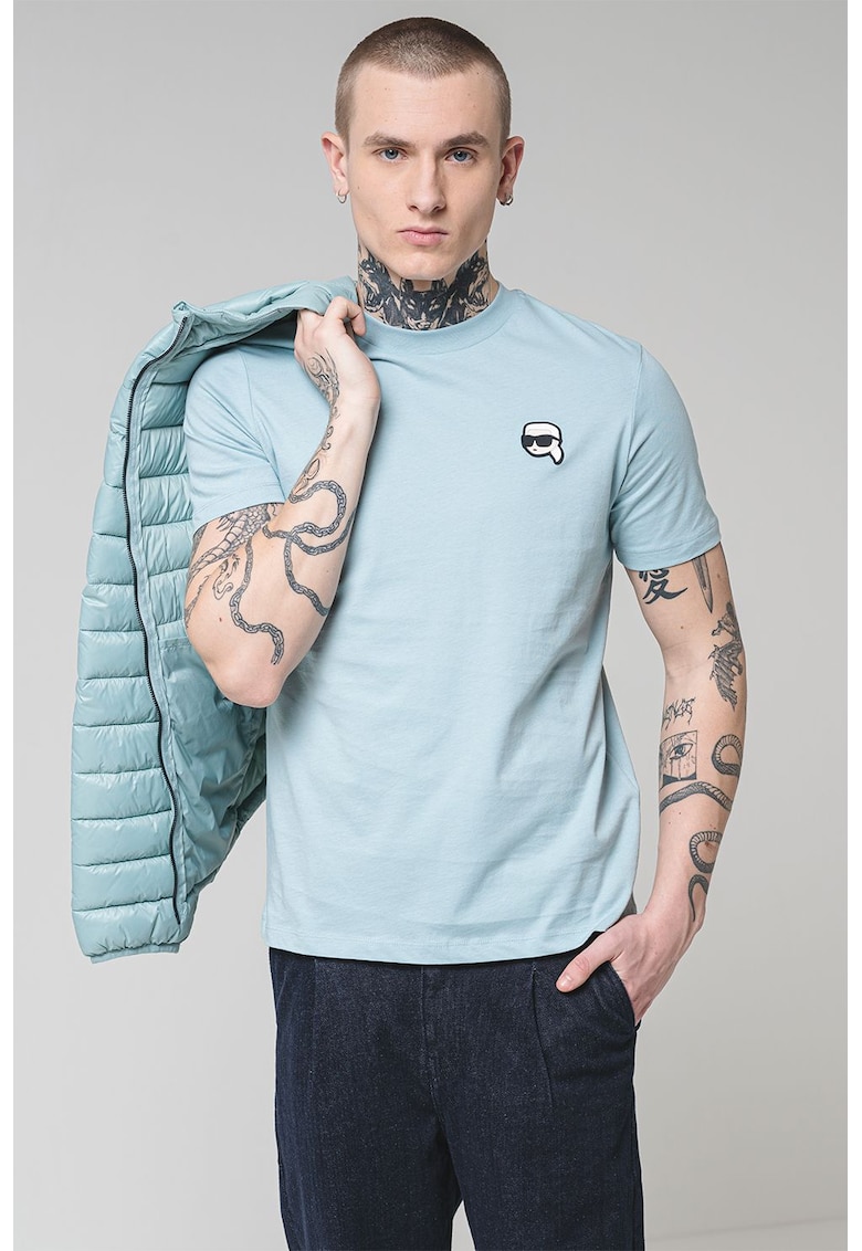 Тениска с овално деколте и лого - Персийско зелено Karl Lagerfeld