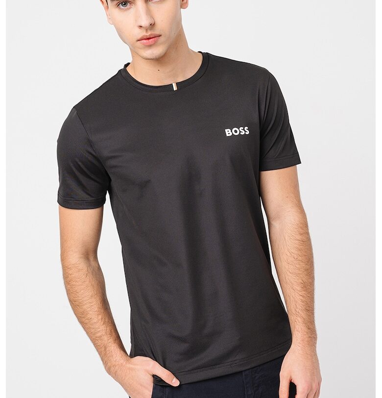 Тениска с овално деколте и лого - Черен BOSS