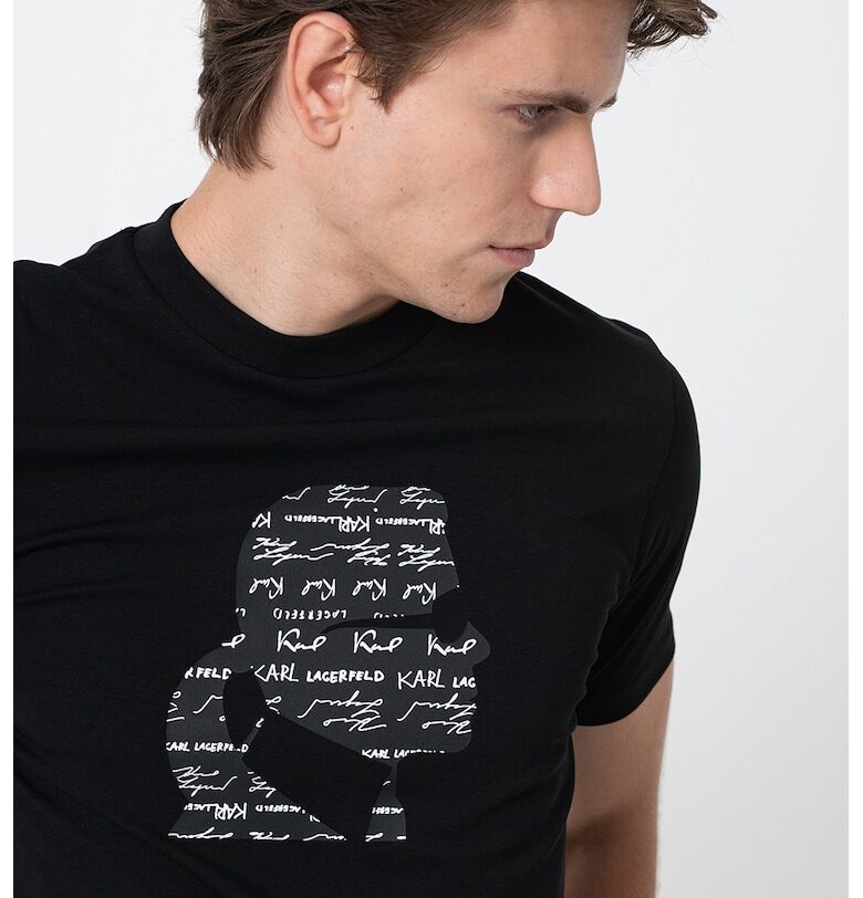 Тениска с овално деколте и лого - Черен/Бял Karl Lagerfeld
