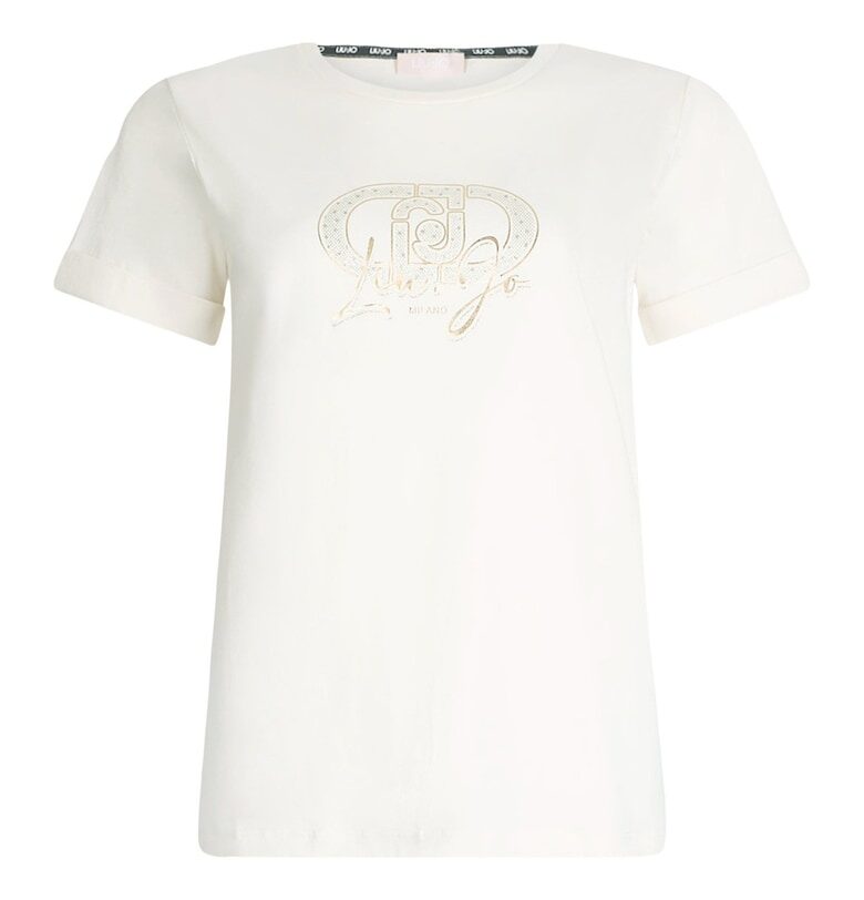 Тениска с овално деколте и пайети - Мръснобял Liu Jo