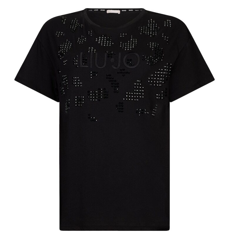 Тениска с овално деколте и пайети - Черен Liu Jo