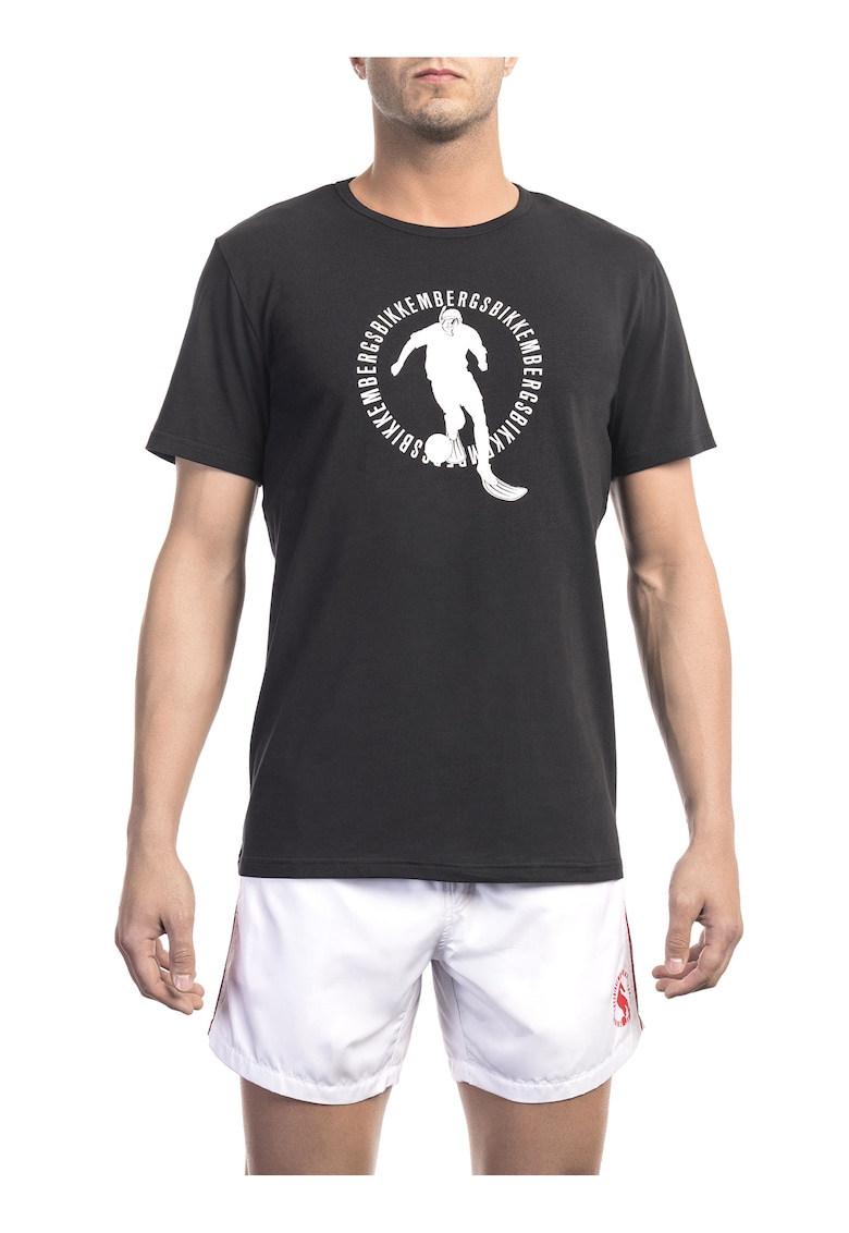 Тениска с овално деколте и принт Bikkembergs