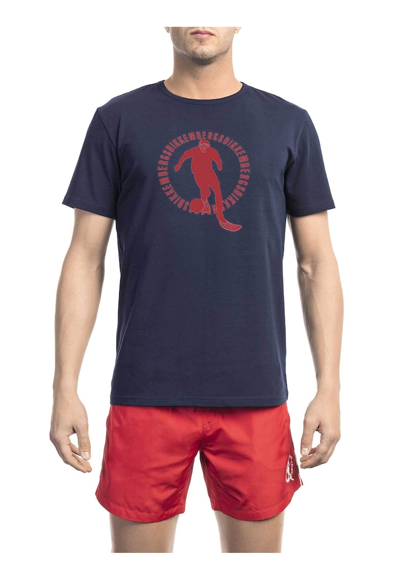 Тениска с овално деколте и принт Bikkembergs