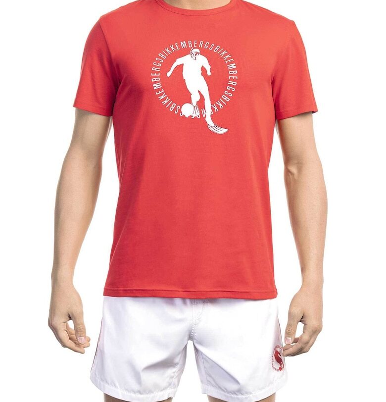 Тениска с овално деколте и принт Bikkembergs