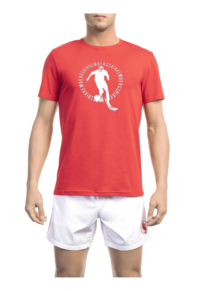 Тениска с овално деколте и принт Bikkembergs