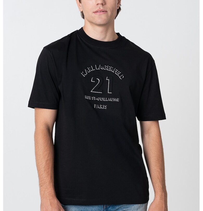 Тениска с овално деколте и принт - Бял/Черен Karl Lagerfeld