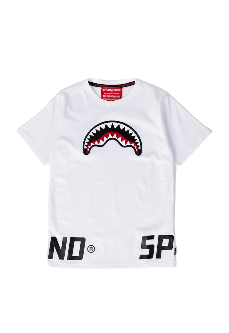 Тениска с овално деколте и принт - Червен/Бял/Черен Sprayground