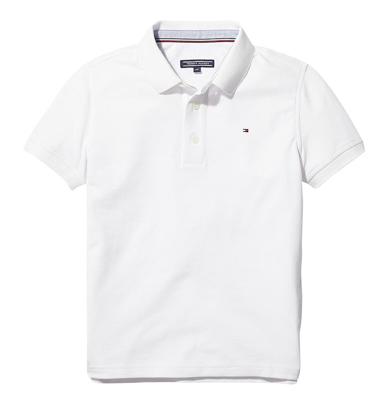 Тениска с органичен памук с яка - Бял Tommy Hilfiger