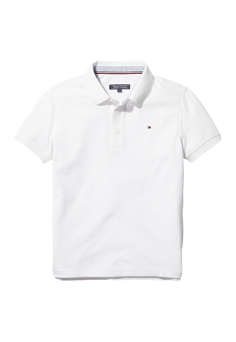 Тениска с органичен памук с яка - Бял Tommy Hilfiger