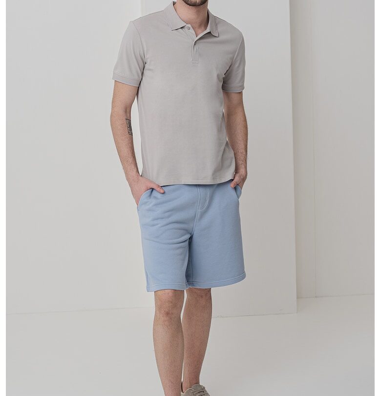 Тениска с органичен памук с яка - Светло кафяво CALVIN KLEIN