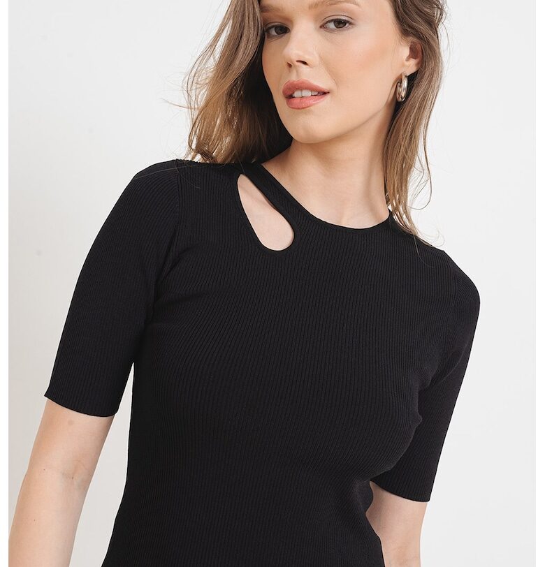 Тениска с отвор на раменете - Черен Karl Lagerfeld