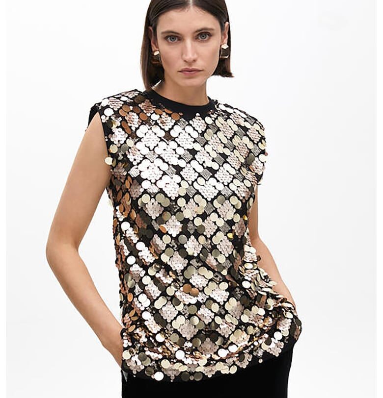 Тениска с пайети - Златист/Черен Lola casademunt