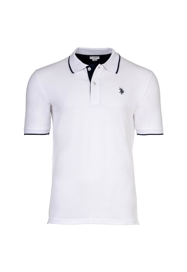 Тениска с памук и лого - Бял US Polo Assn