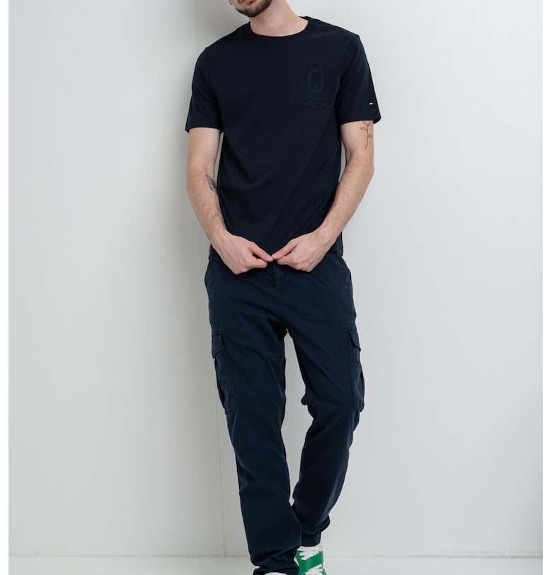 Тениска с памук и лого - Черен Tommy Hilfiger