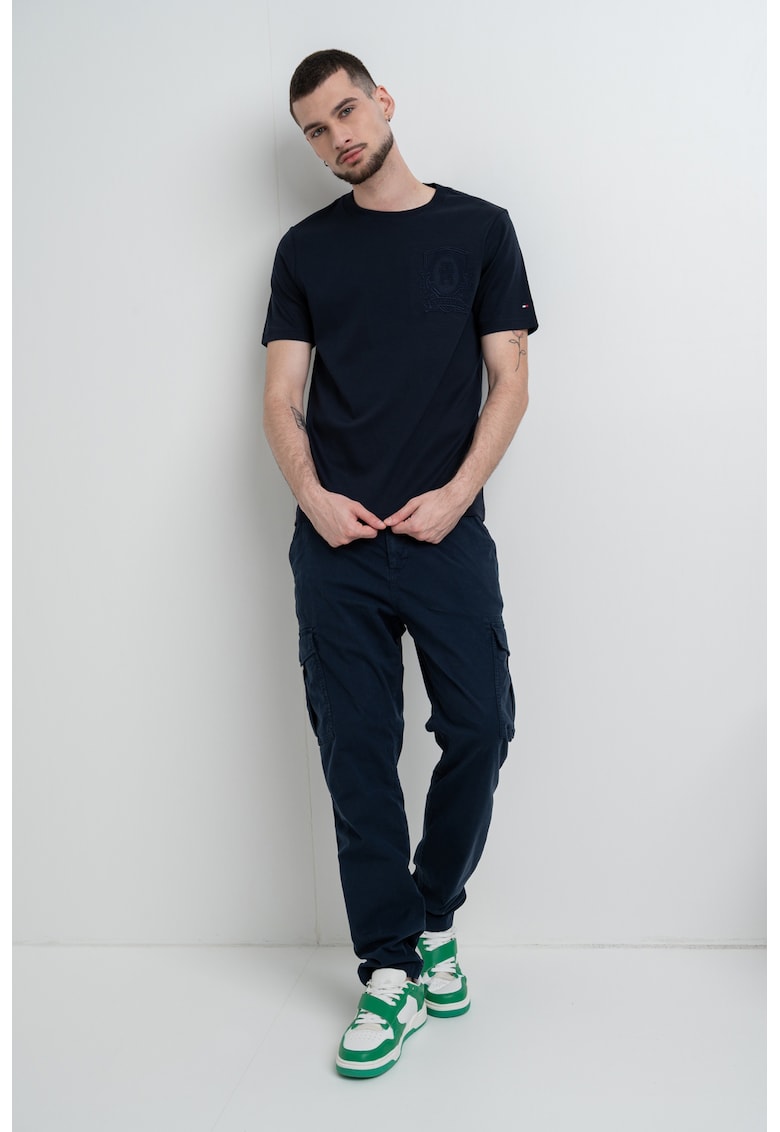 Тениска с памук и лого - Черен Tommy Hilfiger