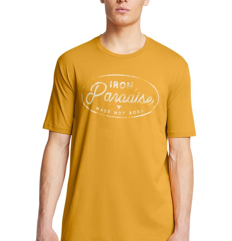 Тениска с памук с фигурален принт - Синапено жълто Under Armour