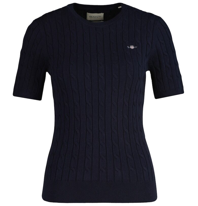 Тениска с плетка осморка с лого - Син Gant