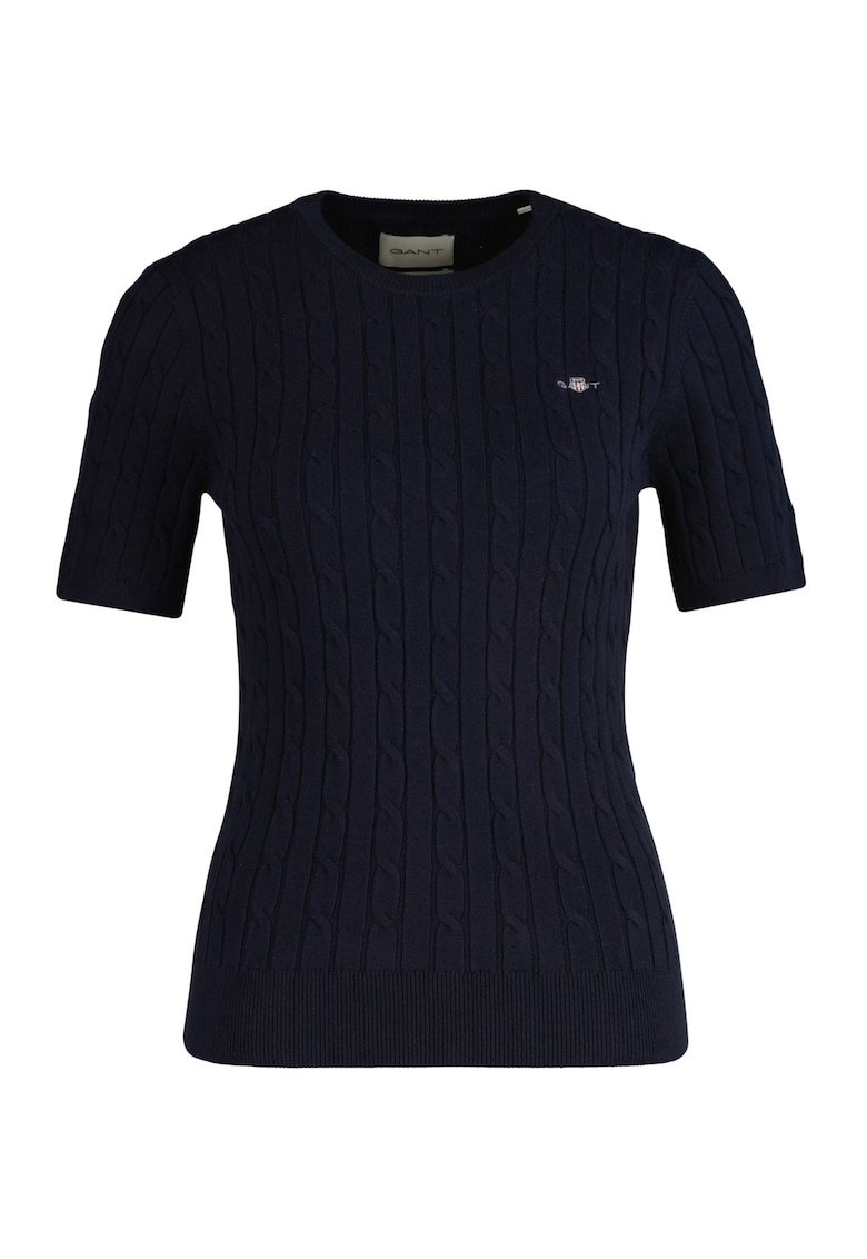 Тениска с плетка осморка с лого - Син Gant