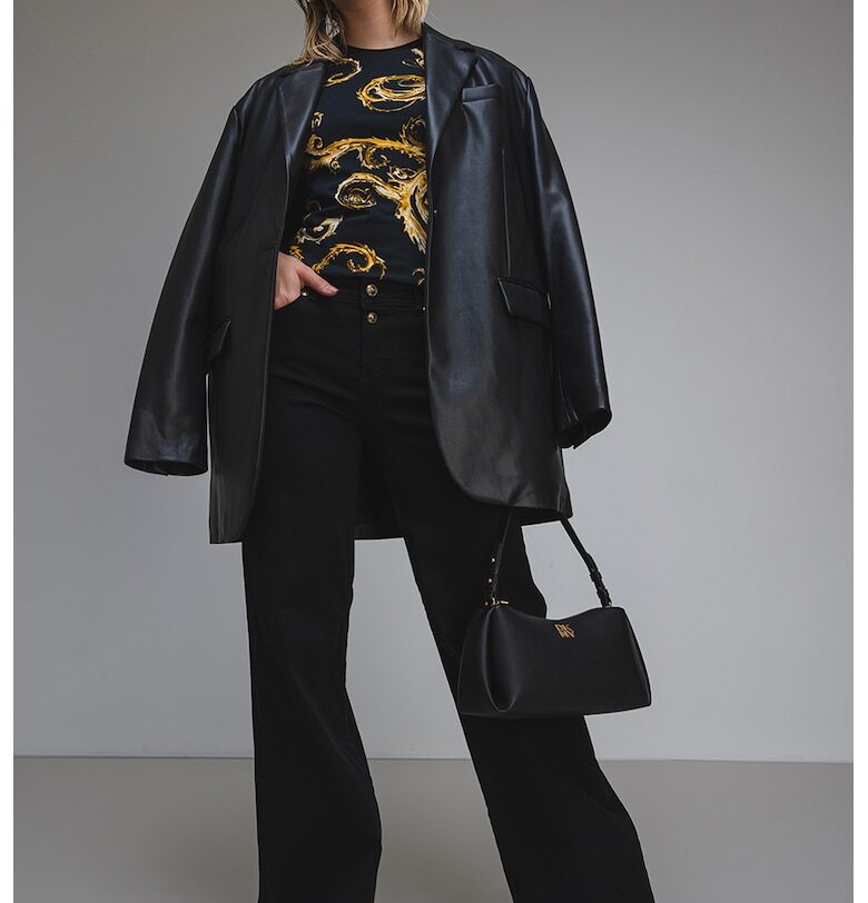 Тениска с принт - Златист/Черен Versace Jeans Couture