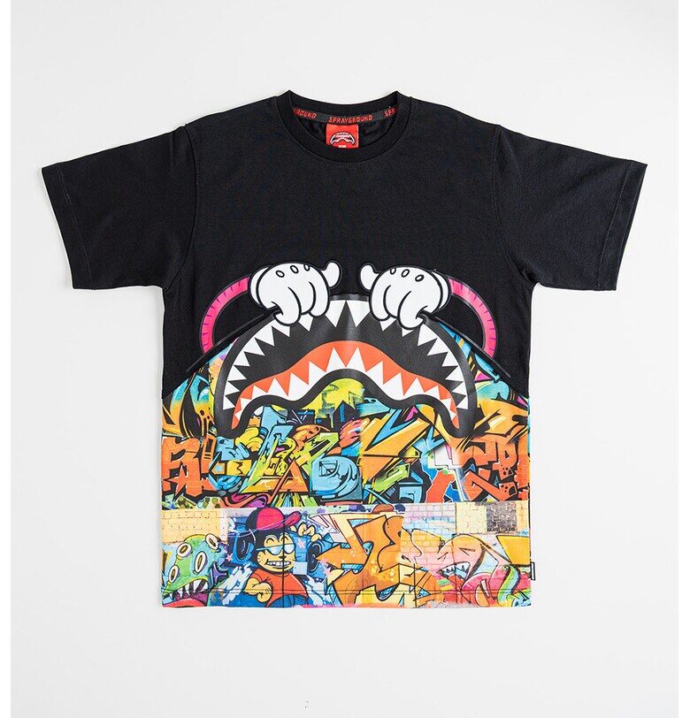Тениска с принт - Черен/Многоцветен Sprayground
