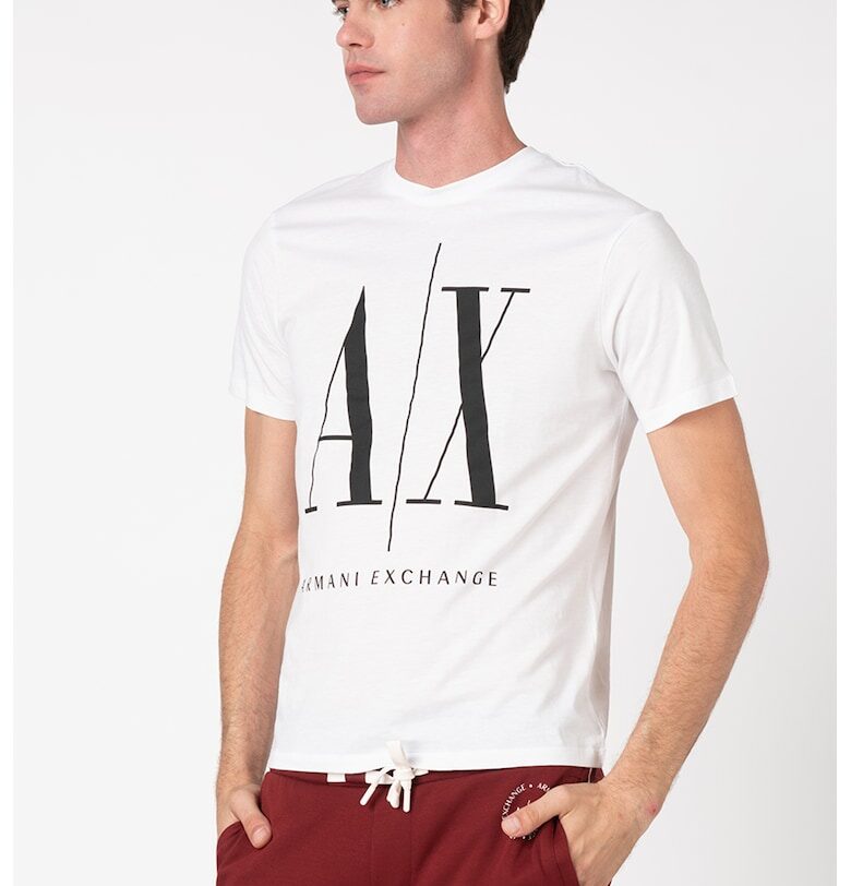 Тениска с уголемено лого - Черен/Бял ARMANI EXCHANGE