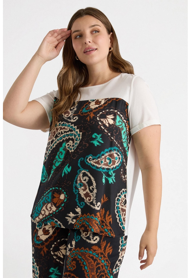 Тениска с шарка - Черен/Кафяв/Крем Fiorella Rubino