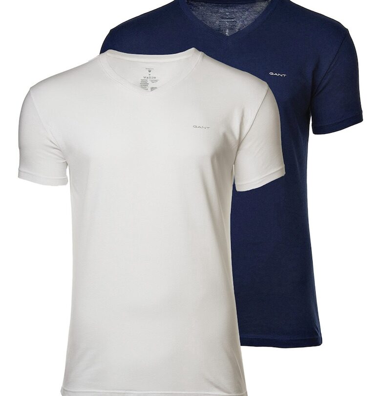 Тениска с шпиц - 2 броя - Бял/Тъмносин Gant