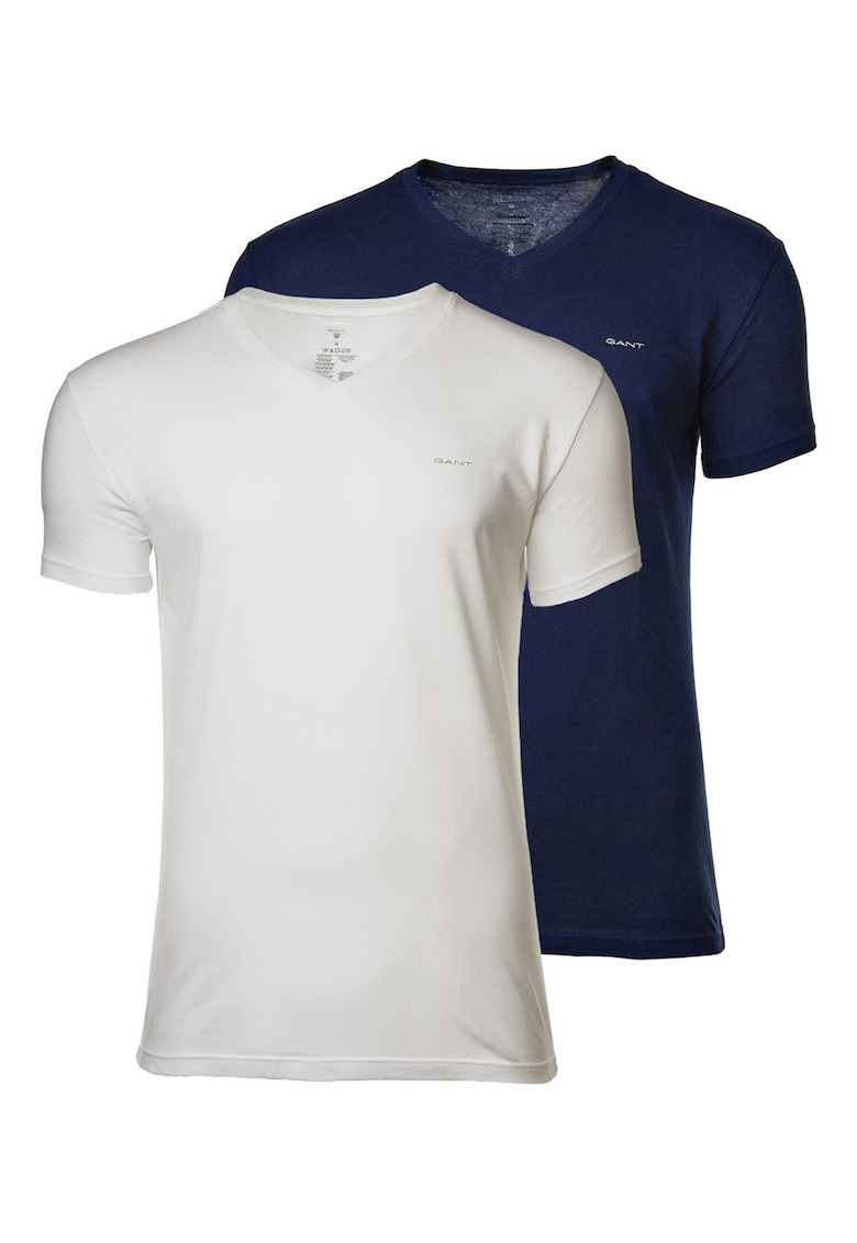 Тениска с шпиц - 2 броя - Бял/Тъмносин Gant