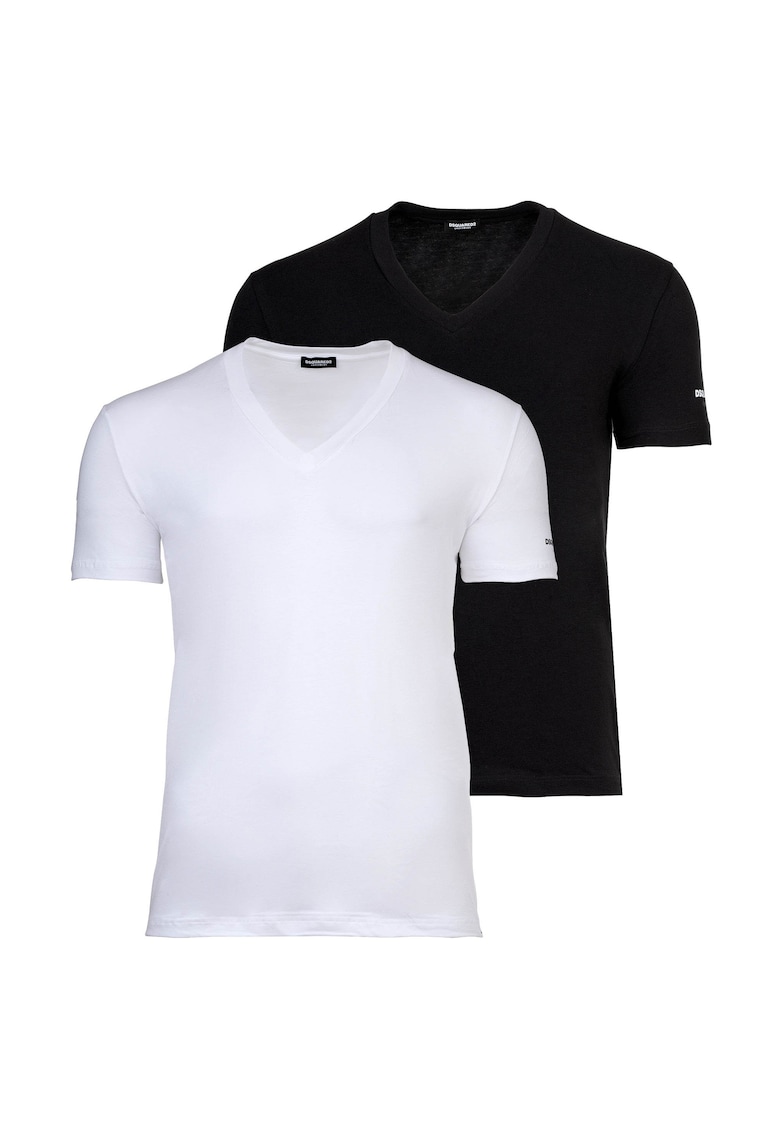 Тениска с шпиц - 2 броя - Бял/Черен Dsquared2