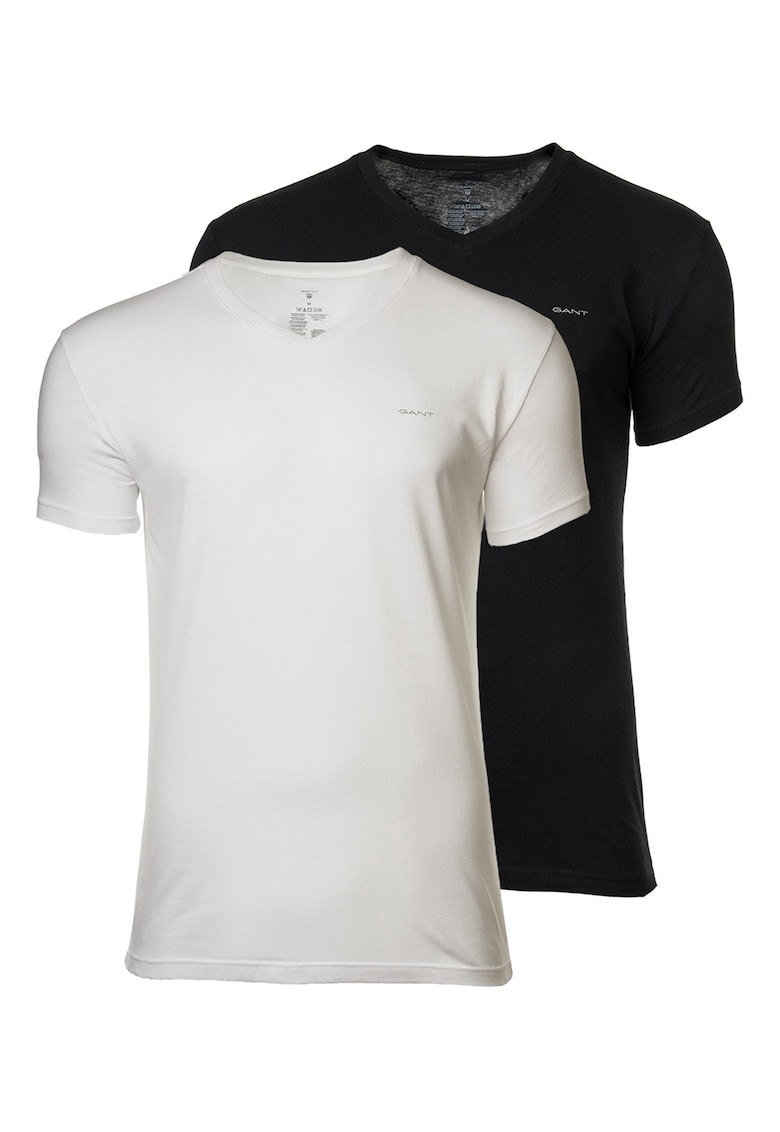 Тениска с шпиц - 2 броя - Бял/Черен Gant